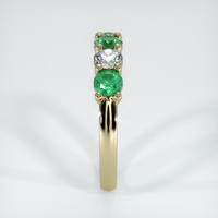 18K Yellow Gold Emerald and Diamond Prong Wedding Band Image