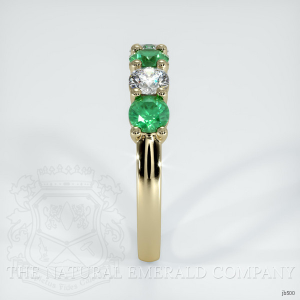 18K Yellow Gold Emerald and Diamond Prong Wedding Band