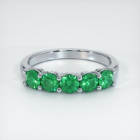 18K White Gold Emerald Prong Wedding Band Video