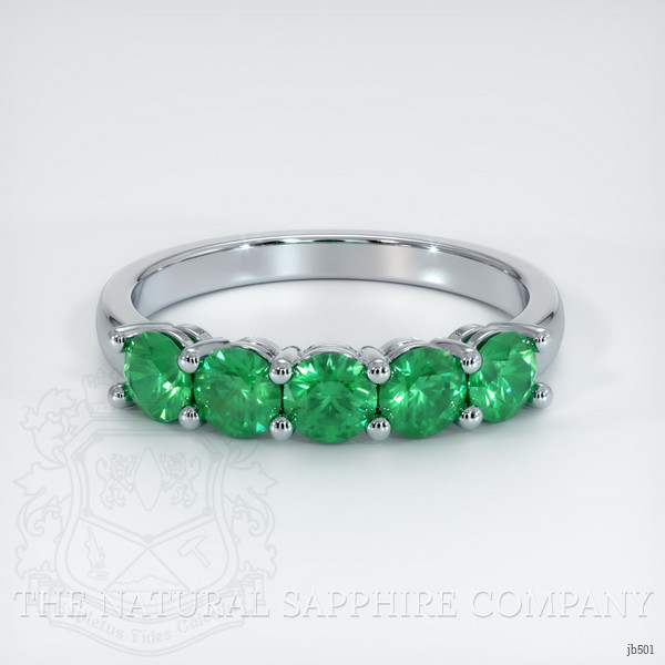 18K White Gold Emerald Prong Wedding Band
