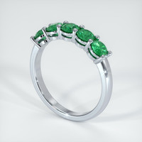 18K White Gold Emerald Prong Wedding Band Image