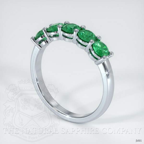 18K White Gold Emerald Prong Wedding Band