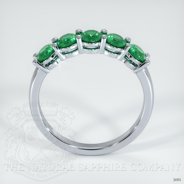 18K White Gold Emerald Prong Wedding Band