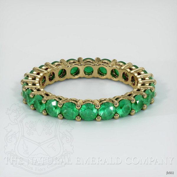 18K Yellow Gold Emerald Eternity Wedding Band