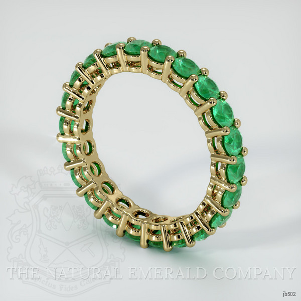 18K Yellow Gold Emerald Eternity Wedding Band