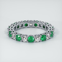 18K White Gold Emerald and Diamond Eternity Wedding Band Video