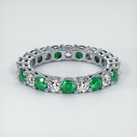 18K White Gold Emerald and Diamond Eternity Wedding Band Video