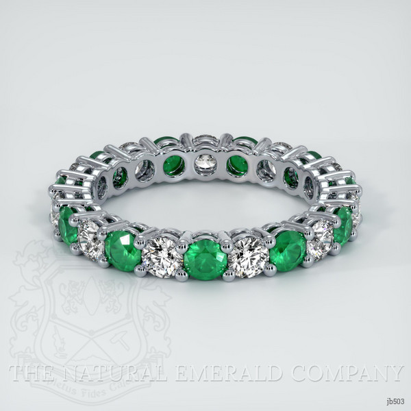 18K White Gold Emerald and Diamond Eternity Wedding Band