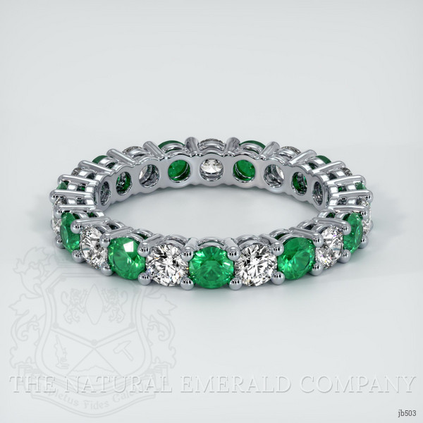 18K White Gold Emerald and Diamond Eternity Wedding Band