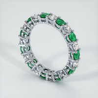 18K White Gold Emerald and Diamond Eternity Wedding Band Image