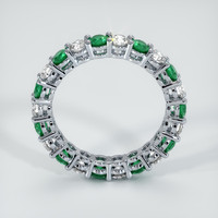 18K White Gold Emerald and Diamond Eternity Wedding Band Image