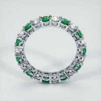 18K White Gold Emerald and Diamond Eternity Wedding Band Image