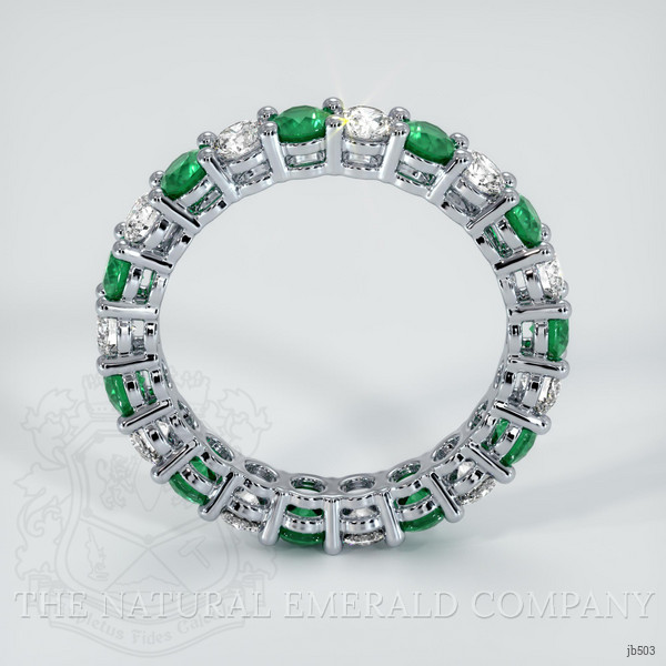 18K White Gold Emerald and Diamond Eternity Wedding Band
