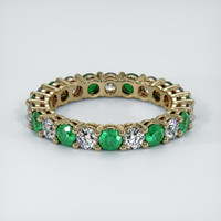 18K Yellow Gold Emerald and Diamond Eternity Wedding Band Video