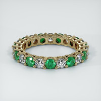 18K Yellow Gold Emerald and Diamond Eternity Wedding Band Video