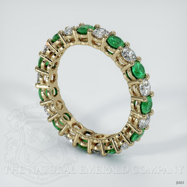 18K Yellow Gold Diamond and Emerald Eternity Wedding Band