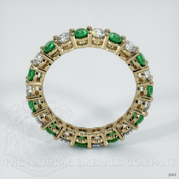 18K Yellow Gold Emerald and Diamond Eternity Wedding Band