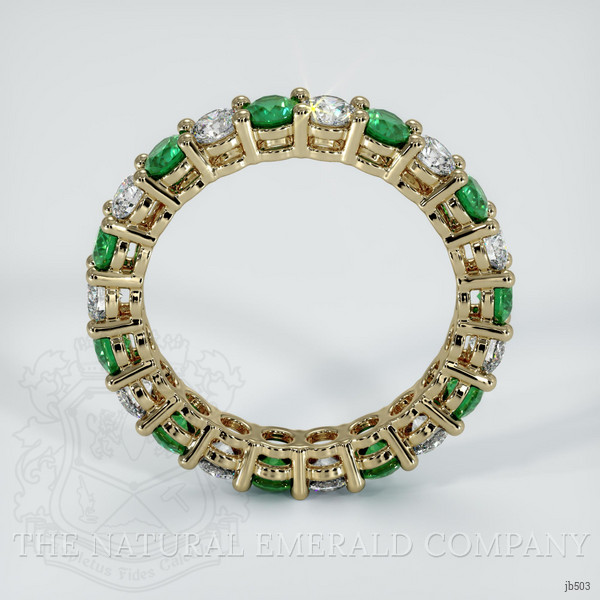 18K Yellow Gold Emerald and Diamond Eternity Wedding Band