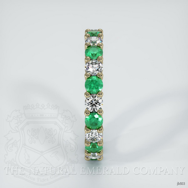 18K Yellow Gold Emerald and Diamond Eternity Wedding Band