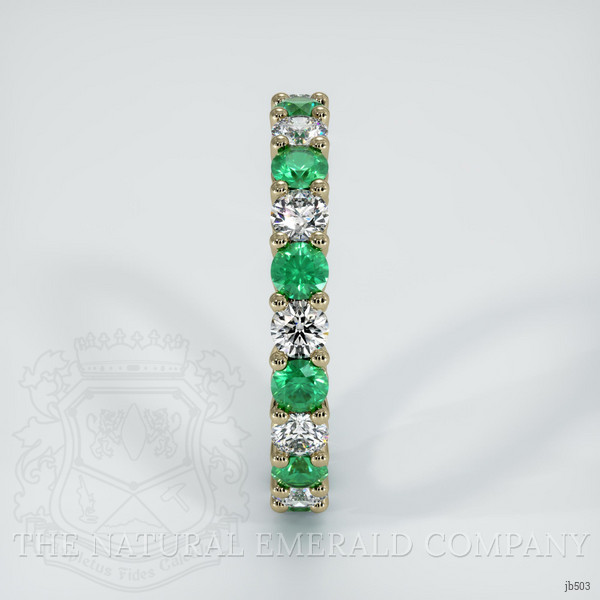 18K Yellow Gold Emerald and Diamond Eternity Wedding Band