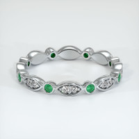 18K White Gold Emerald and Diamond Eternity Wedding Band Video