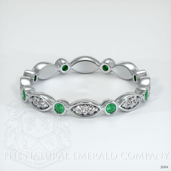 18K White Gold Emerald and Diamond Eternity Wedding Band