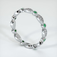 18K White Gold Emerald and Diamond Eternity Wedding Band Image