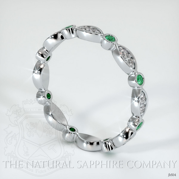 18K White Gold Emerald and Diamond Eternity Wedding Band