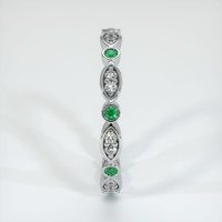 18K White Gold Emerald and Diamond Eternity Wedding Band Image