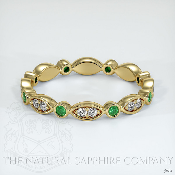 18K Yellow Gold Emerald and Diamond Eternity Wedding Band