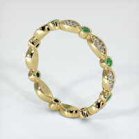 18K Yellow Gold Emerald and Diamond Eternity Wedding Band Image
