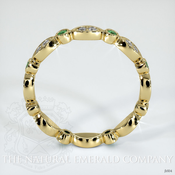 18K Yellow Gold Emerald and Diamond Eternity Wedding Band