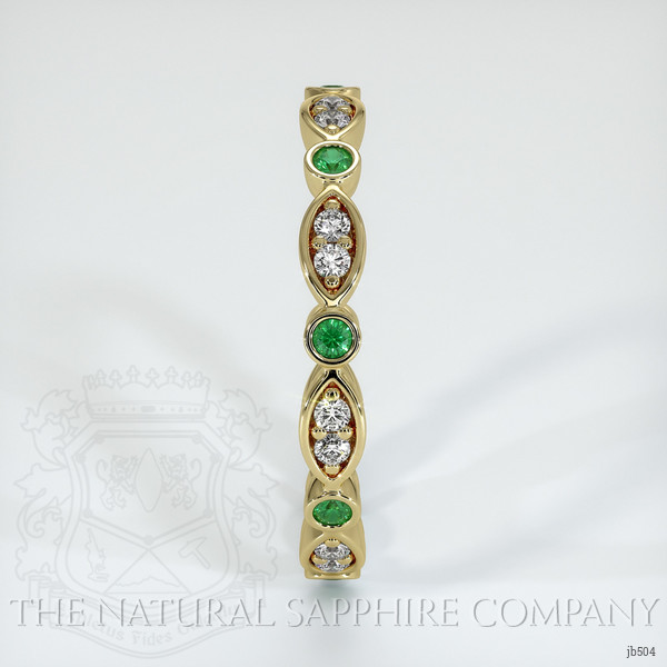 18K Yellow Gold Emerald and Diamond Eternity Wedding Band