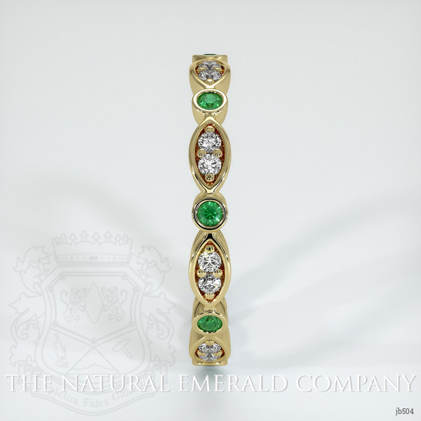 18K Yellow Gold Emerald and Diamond Eternity Wedding Band