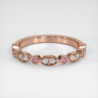 14K Rose Gold Pink Sapphire and Diamond Antique Style Wedding Band Video