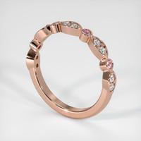 14K Rose Gold Pink Sapphire and Diamond Antique Style Wedding Band Image