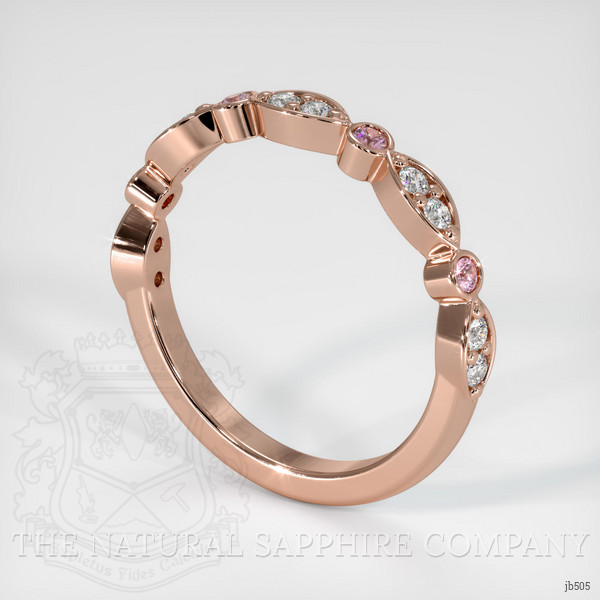 14K Rose Gold Pink Sapphire and Diamond Antique Style Wedding Band