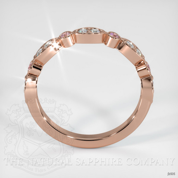 14K Rose Gold Pink Sapphire and Diamond Antique Style Wedding Band