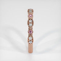 14K Rose Gold Pink Sapphire and Diamond Antique Style Wedding Band Image