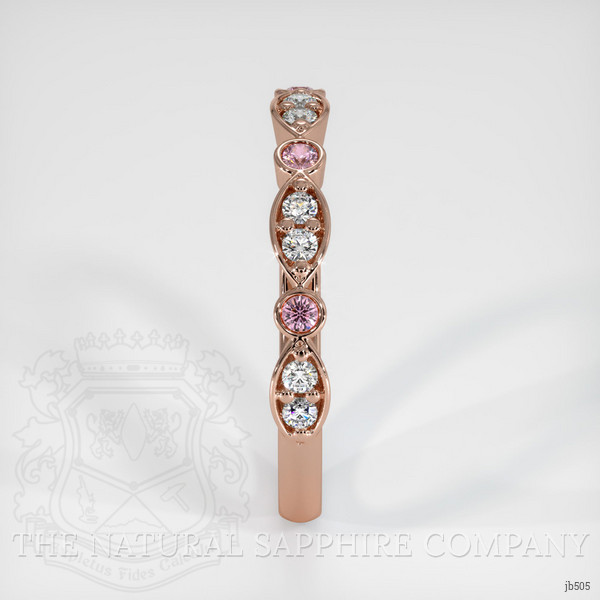 14K Rose Gold Pink Sapphire and Diamond Antique Style Wedding Band