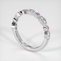 18K White Gold Pink Sapphire and Diamond Antique Style Wedding Band Image