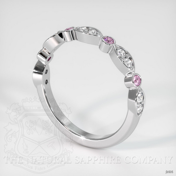 18K White Gold Pink Sapphire and Diamond Antique Style Wedding Band