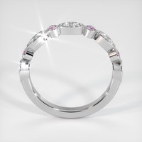 18K White Gold Pink Sapphire and Diamond Antique Style Wedding Band Image
