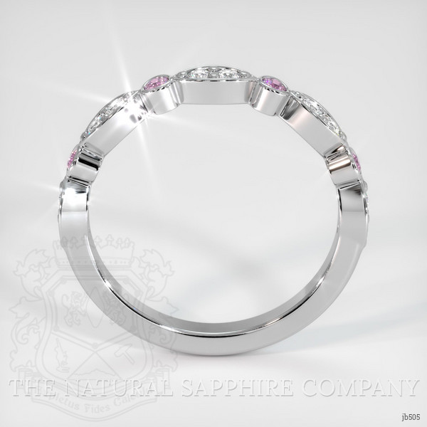 18K White Gold Pink Sapphire and Diamond Antique Style Wedding Band