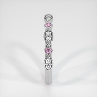 18K White Gold Pink Sapphire and Diamond Antique Style Wedding Band Image