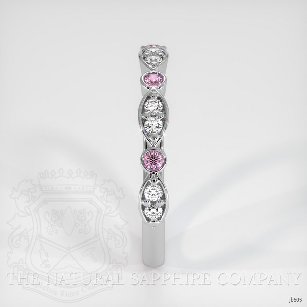 18K White Gold Pink Sapphire and Diamond Antique Style Wedding Band