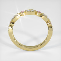 14K Yellow Gold Pink Sapphire and Diamond Antique Style Wedding Band Image