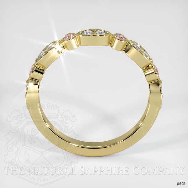 14K Yellow Gold Pink Sapphire and Diamond Antique Style Wedding Band