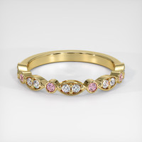 18K Yellow Gold Pink Sapphire and Diamond Antique Style Wedding Band Video