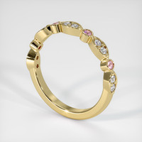 18K Yellow Gold Pink Sapphire and Diamond Antique Style Wedding Band Image